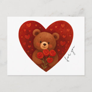 Tarjeta postal de oso de peluche personalizada par