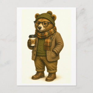 Tarjeta postal de oso hipster