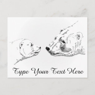 Tarjeta Postal de Oso Polar Madre y Cachorro Tarje