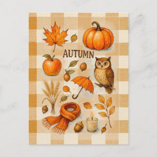 Tarjeta Postal de Otoño Mágico Búho de Calabaza Ho