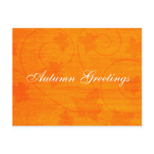 Tarjeta Postal De Otoño Saludos Hojas Naranja