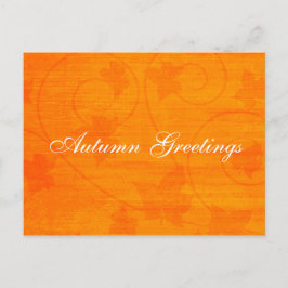 Tarjeta Postal De Otoño Saludos Hojas Naranja