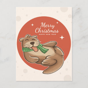 Tarjeta postal de Otter navideña