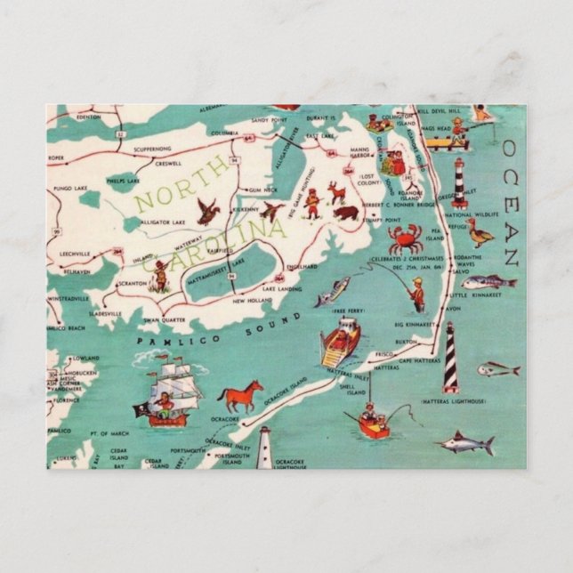 Tarjeta postal de Outer Banks Pamlico Sound (Anverso)