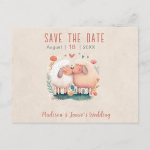 Tarjeta Postal de Ovejas de Boda para Guardar la F