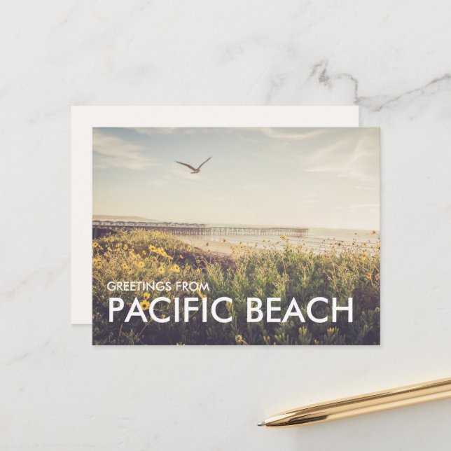 Tarjeta Postal de Pacific Beach San Diego (Anverso/Reverso In Situ)
