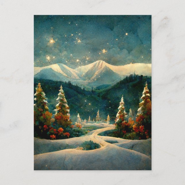 Tarjeta postal de paisaje de Navidad empresarial c (Anverso)