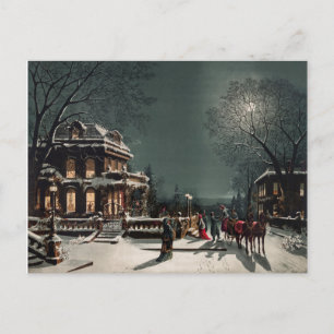 Tarjeta postal de paisaje invernal vintage