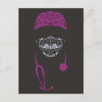 tarjeta postal de paisley con máscara