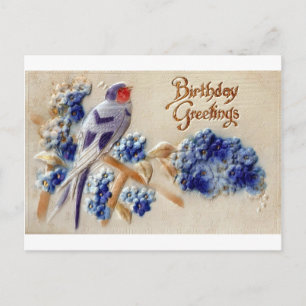 Tarjeta postal de pájaro con felicitaciones de cum