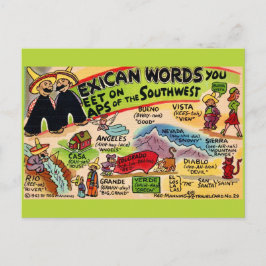 Tarjeta Postal de Palabras Mexicanas Tontas