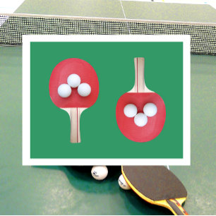 Tarjeta postal de paleta y pelotas de Ping Pong