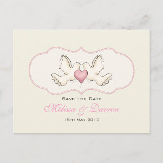 Tarjeta postal de palomas de amor