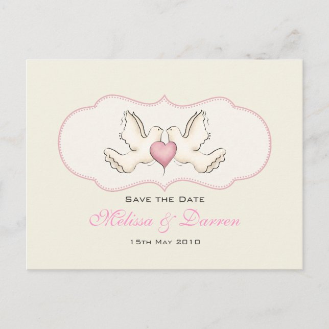 Tarjeta postal de palomas de amor (Anverso)