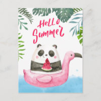Tarjeta postal de panda de verano