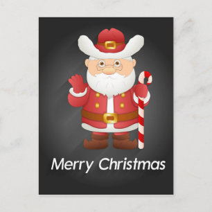 Tarjeta postal de Papá Noel lindo con bastón de ca