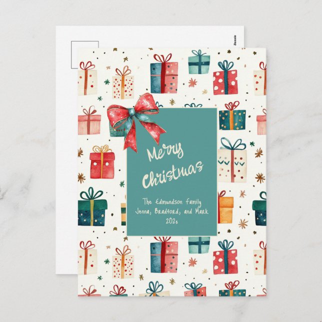 Tarjeta postal de paquetes de regalo de cosecha de (Anverso / Reverso)