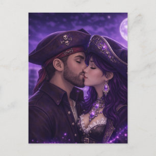 Tarjeta Postal de Pareja de Piratas Románticos