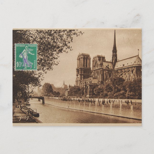 Tarjeta postal de París antigua, Catedral de Notre (Anverso)