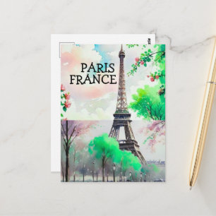 Tarjeta postal de París, impresión artística, acua