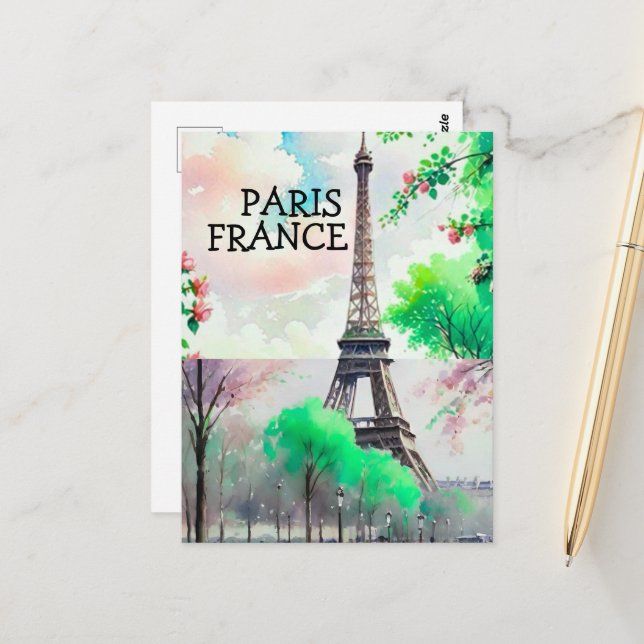 Tarjeta postal de París, impresión artística, acua (Anverso/Reverso In Situ)
