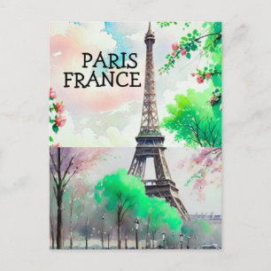 Tarjeta postal de París, impresión artística, acua