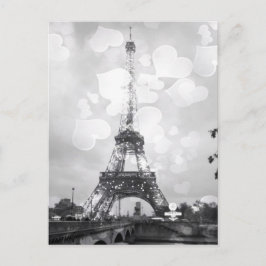 Tarjeta postal de París, la Torre Eiffel en B/W