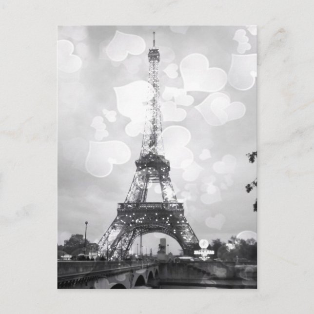 Tarjeta postal de París, la Torre Eiffel en B/W (Anverso)
