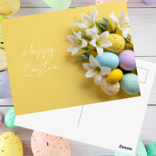 Tarjeta postal de Pascua con huevos de Pascua