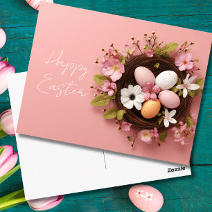 Tarjeta postal de Pascua con huevos de Pascua