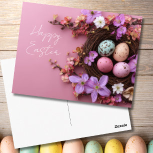 Tarjeta postal de Pascua con huevos de Pascua