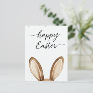 Tarjeta postal de Pascua de conejito en acuarela