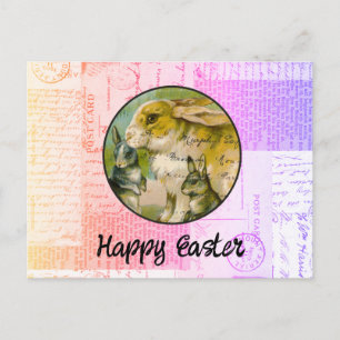 Tarjeta postal de Pascua de conejitos antiguos