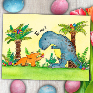 Tarjeta postal de Pascua de dinosaurios por Nicole