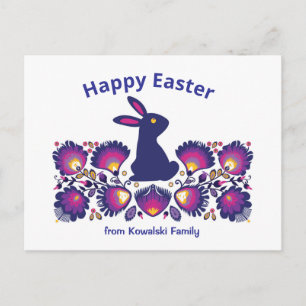 Tarjeta Postal de Pascua de Folclore Púrpura con T