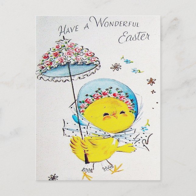 Tarjeta postal de Pascua de pollito adorable estil (Anverso)