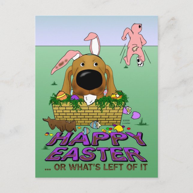 Tarjeta postal de Pascua Feliz de Dachshund (Anverso)
