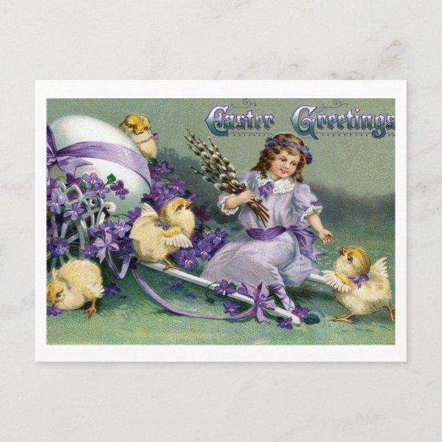 Tarjeta postal de Pascua vintage hermosa (Anverso)