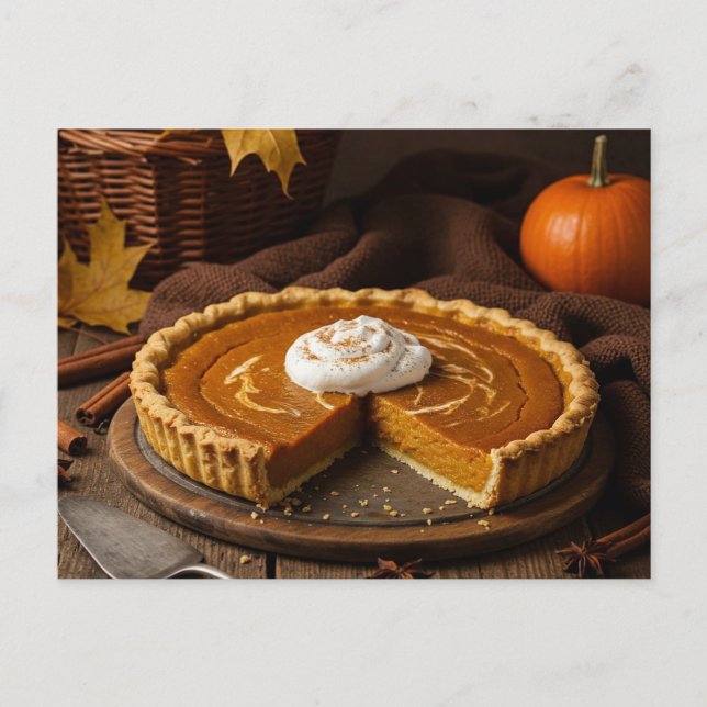 Tarjeta postal de pastel de calabaza de otoño (Anverso)