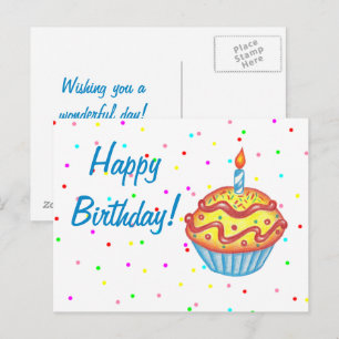 Tarjeta postal de pastel de cumpleaños