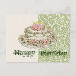 Tarjeta postal de pastel vintage de cumpleaños fel