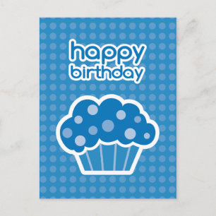 tarjeta postal de pastelito azul de cumpleaños fel