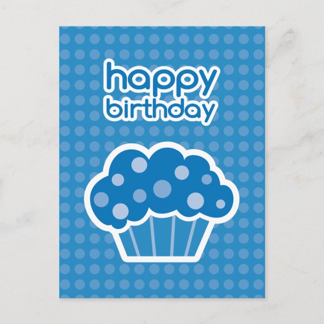 tarjeta postal de pastelito azul de cumpleaños fel (Anverso)