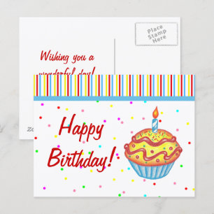 Tarjeta postal de pastelito de cumpleaños