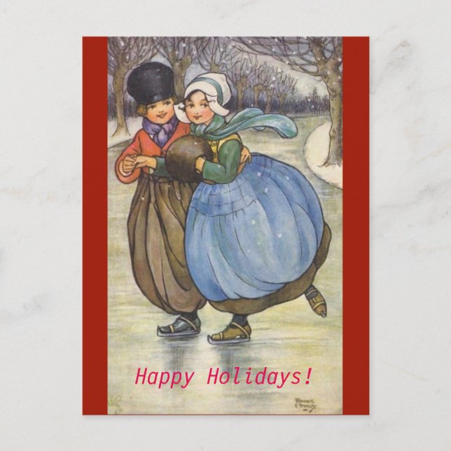 Tarjeta postal de patinaje para niños holandeses v (Anverso)