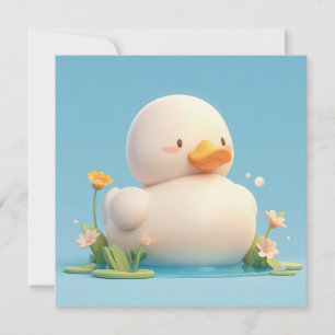Tarjeta postal de pato de arcilla 3D lindo en esta