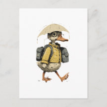 Tarjeta postal de pato de dibujos animados caprich