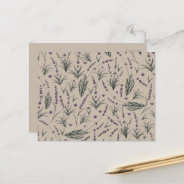 Tarjeta postal de patrón botánico de lavanda