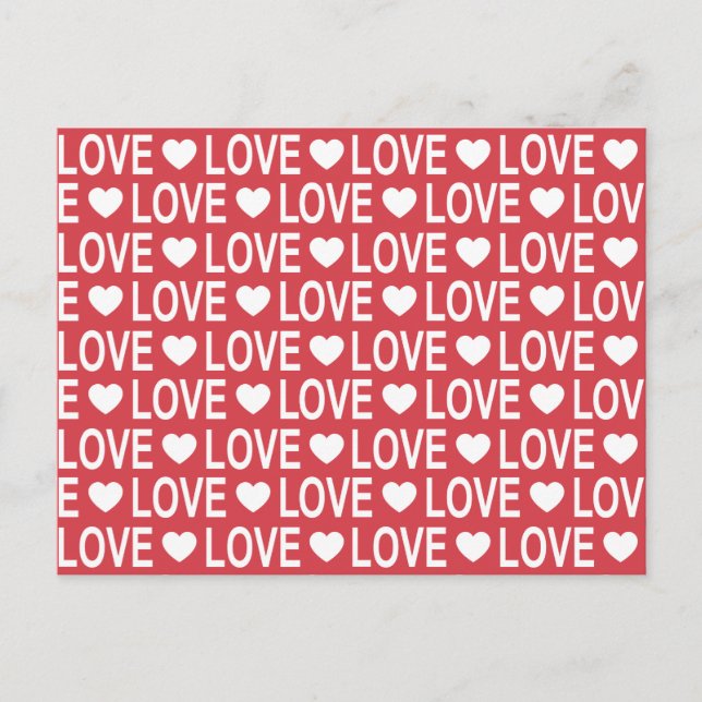 Tarjeta postal de patrón de amor blanco (Anverso)