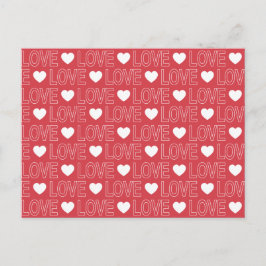 Tarjeta postal de patrón de amor - Contorno blanco